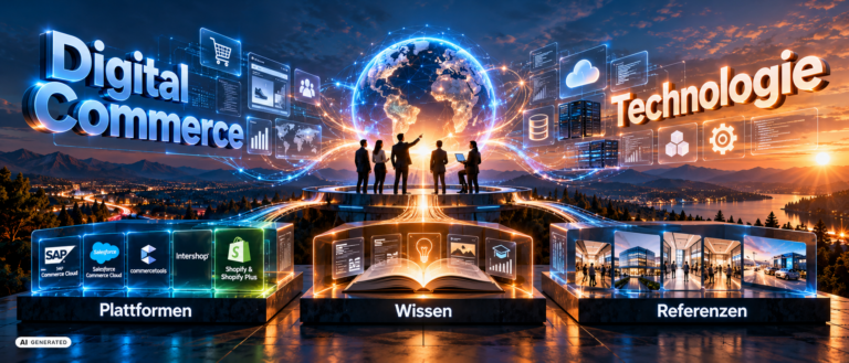 Digital Commerce und Technologie mit den Kompetenzbereichen Plattformen, Wissen und Referenzen